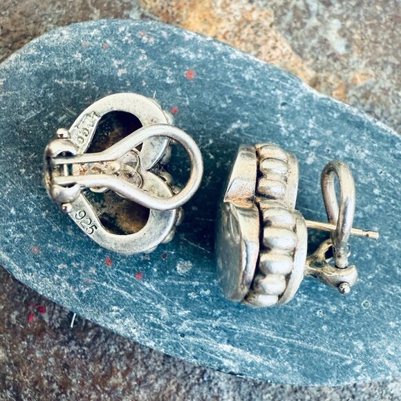 Authentic Lagos Caviar Heart Pierced Earrings Sterling Silver 14k Post Retired - Picture 6 of 7